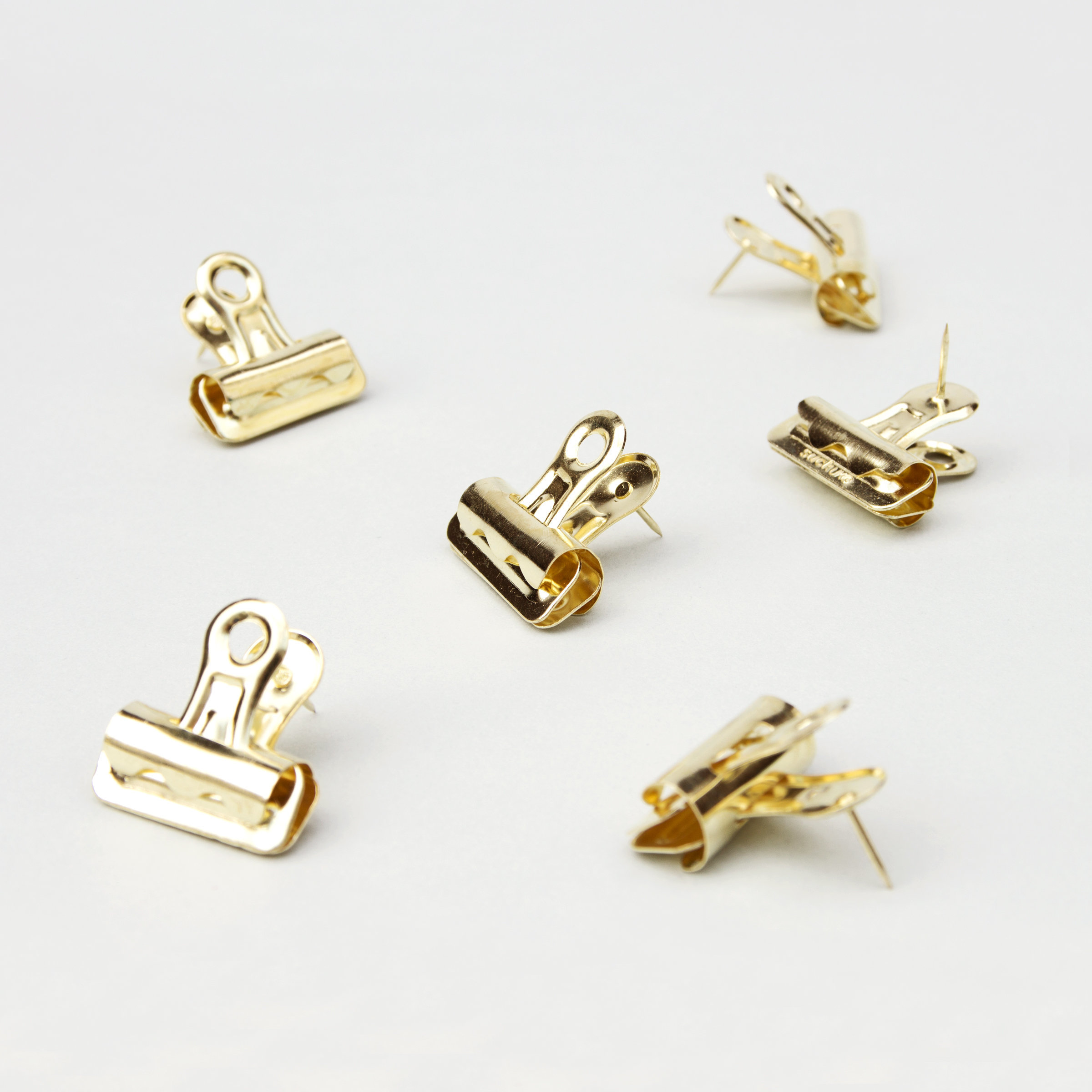 Bulldog push pin clips in gold
