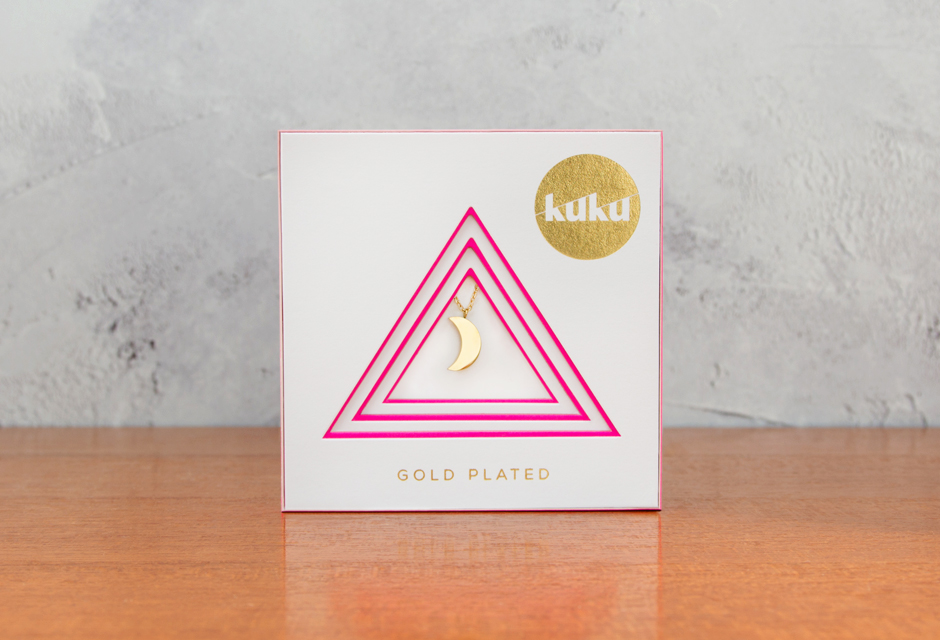 KUKU Gold Moon Necklace In Pack