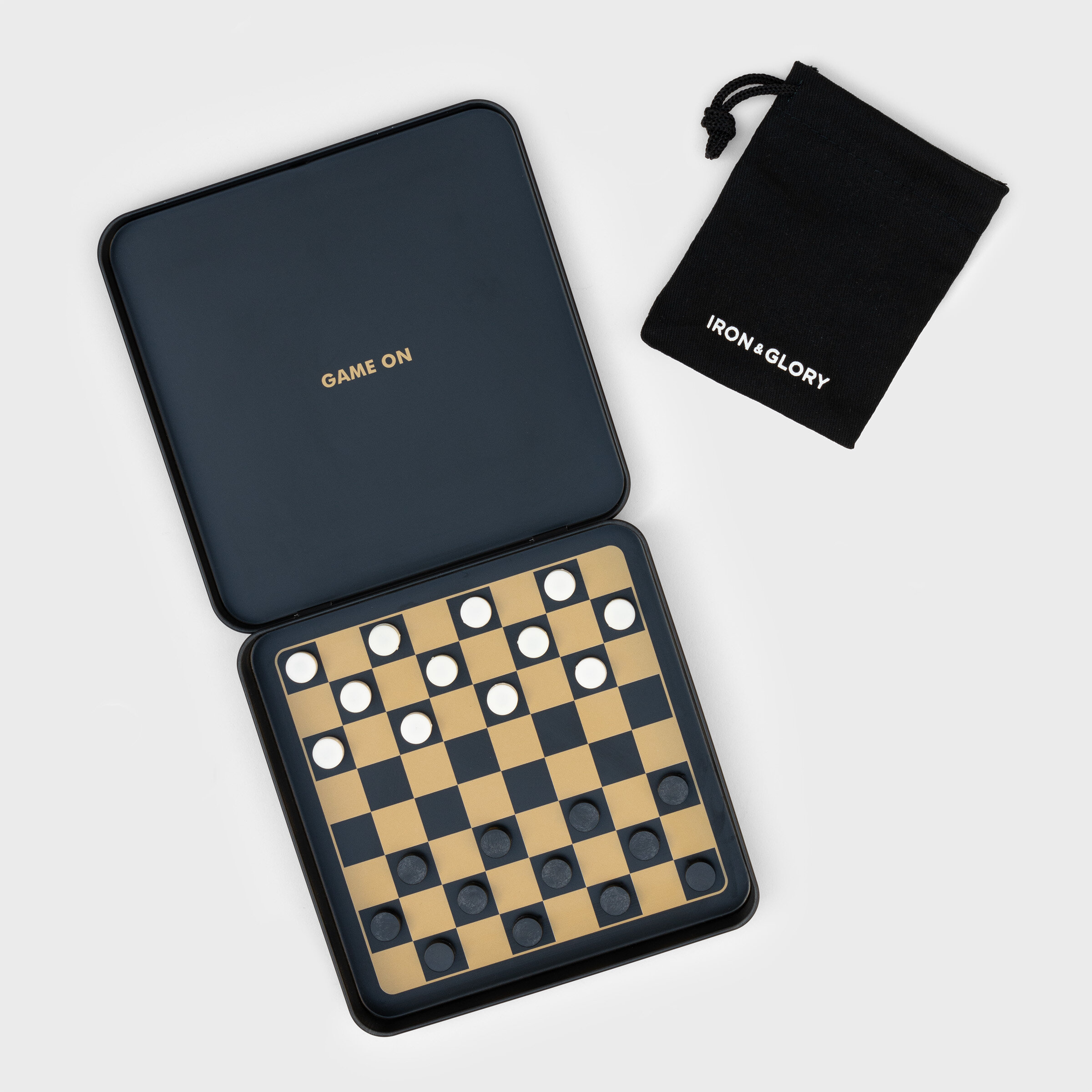 Travel Checkers Game Gold Iron and Glory