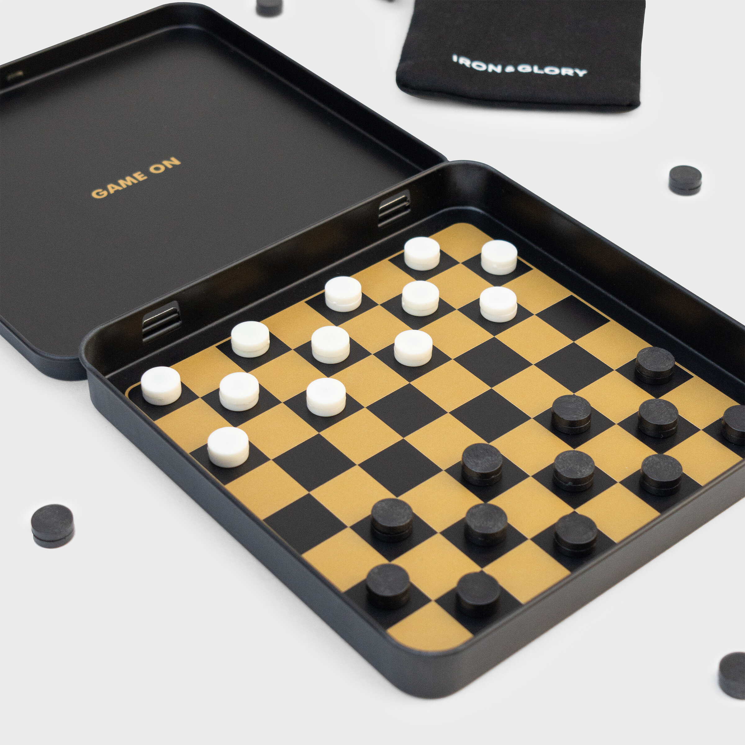 Travel Checkers Game Gold Iron and Glory