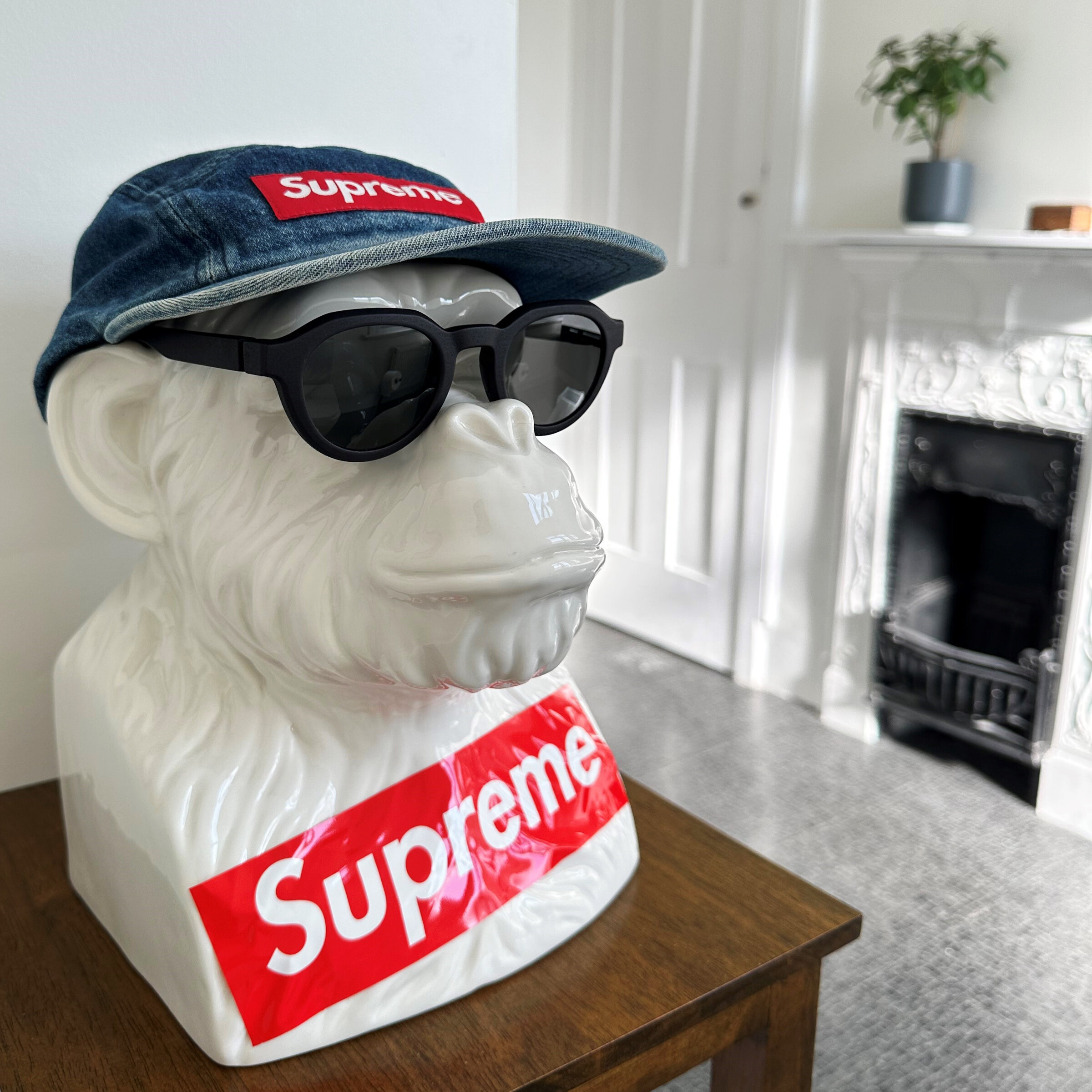 chimp with cap, shades and Supreme