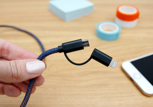 Sleek blue jeans style charger for friends and workmates
