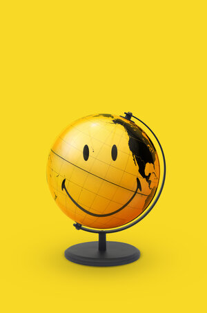 Smiley Globe in Yellow